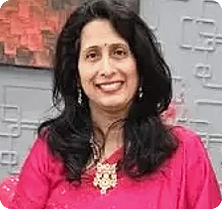 Woman with long black hair smiling