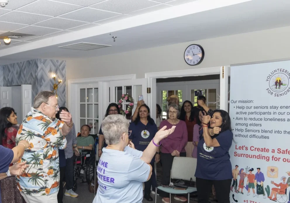 People gathered for a senior support event