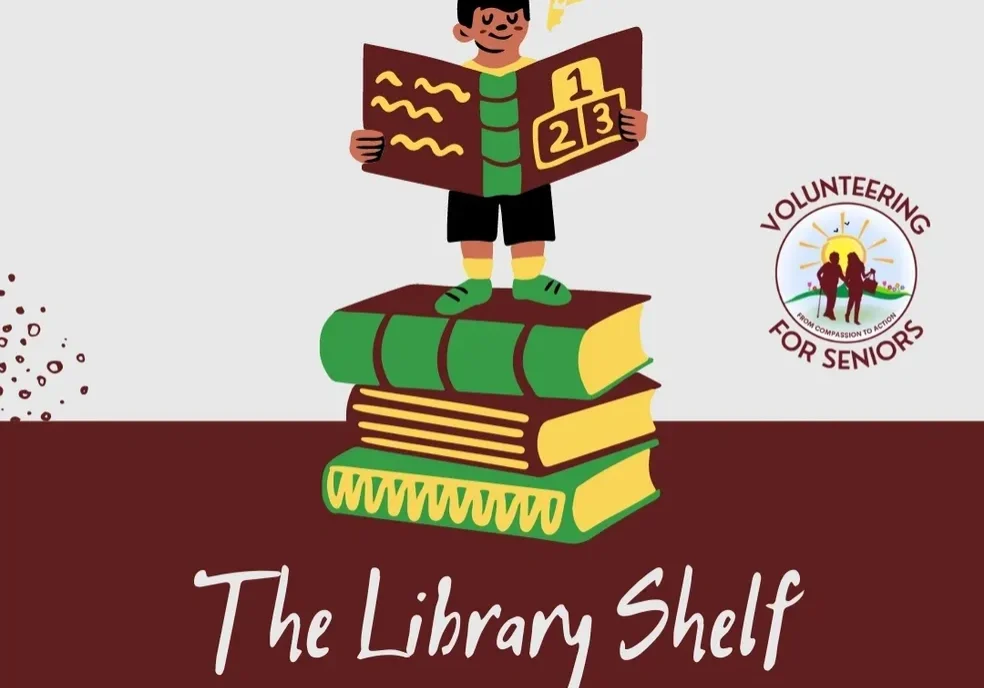 Child reading on stacked books illustration